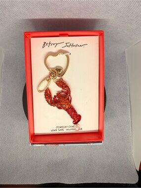 Betsey Johnson Red and Gold Lobster Keychain
